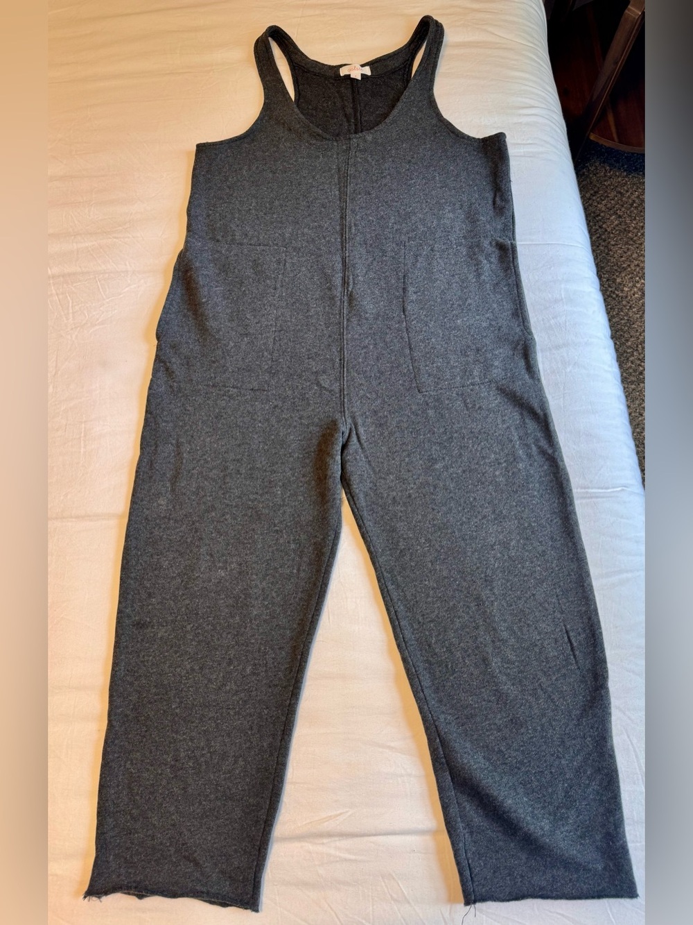 Colsie Gray Sweatshirt Jumpsuit Romper S Pockets Lounge One Piece